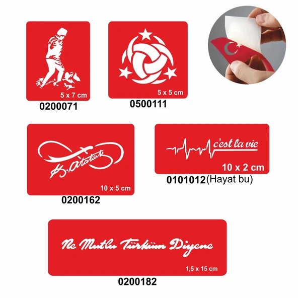 Ne Mutlu Türküm Diyene 5'li Set Geçici Dövme Kına Şablonu ürün görseli 1