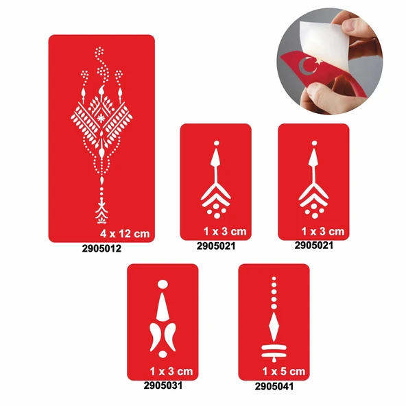 Mısır Motifi 5'li Set Geçici Dövme Kına Şablonu ürün görseli 1