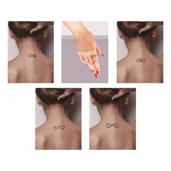 Sonsuzluklar 5'li Set Geçici Dövme Kına Şablonu - Resim 2