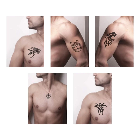 Yalnız Kurt 5'li Set Geçici Dövme Kına Şablonu - Resim 2