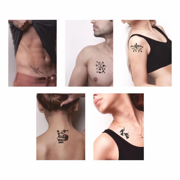 Kardan Adam 5'li Set Geçici Dövme Kına Şablonu - Resim 2