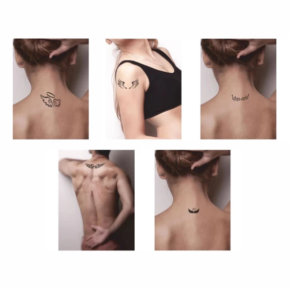 Özgür Kanatlar 5'li Set Geçici Dövme Kına Şablonu - Resim 2