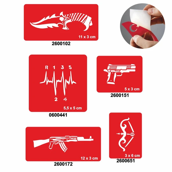 Savaşa Hazır Ol 5'li Set Geçici Dövme Kına Şablonu ürün görseli 1