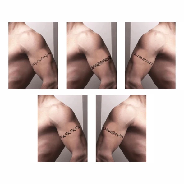 Kol Modelleri 5'li Set Geçici Dövme Kına Şablonu - Resim 2