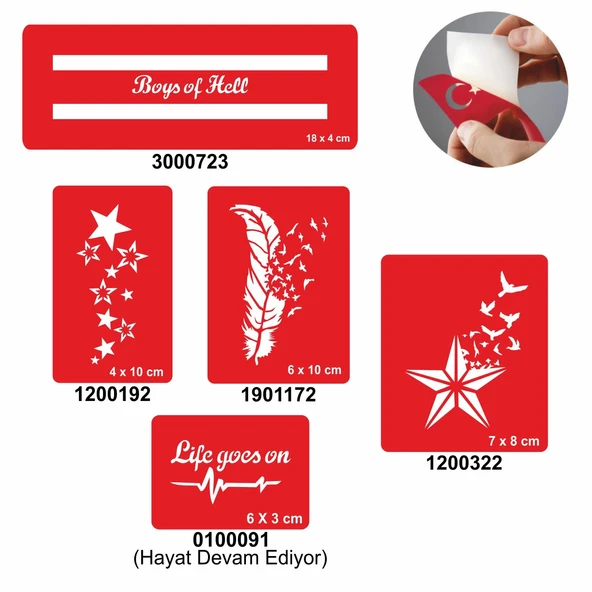 Kuşlar Ve Yıldızlar 5'li Set Geçici Dövme Kına Şablonu ürün görseli 1