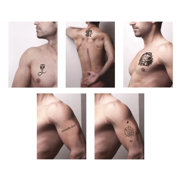 Örümcek Ağı 5'li Set Geçici Dövme Kına Şablonu - Resim 2