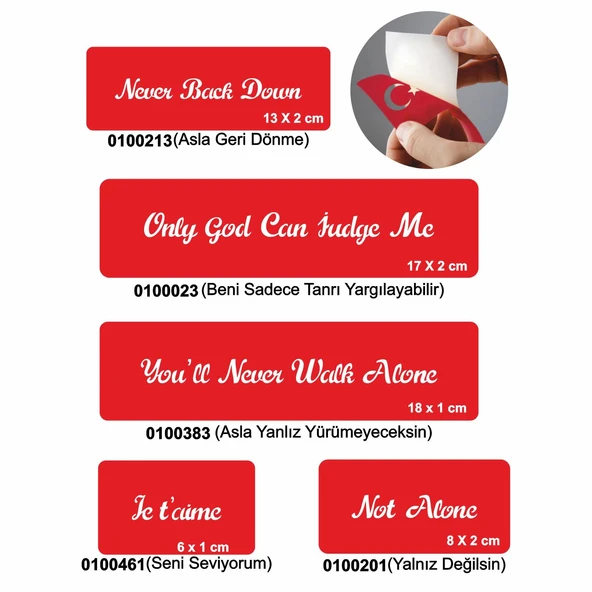 Güçlü Sloganlar 5'li Set Geçici Dövme Kına Şablonu ürün görseli 1