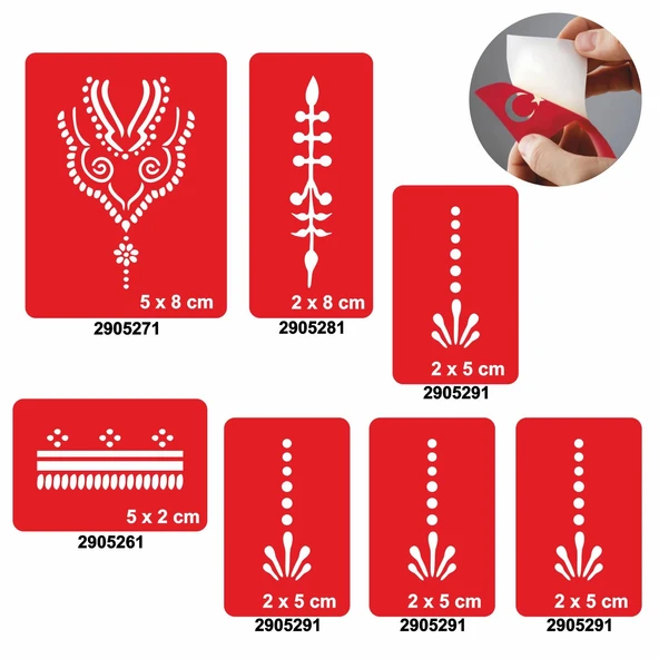 Çiçekli Kubbe 5'li Set Geçici Dövme Kına Şablonu ürün görseli 1