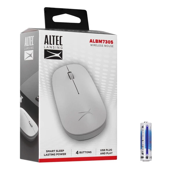 Altec Lansing ALBM7305 Beyaz 2.4GHz USB 1600DPI Alkalin Pilli Kablosuz Mouse - 2