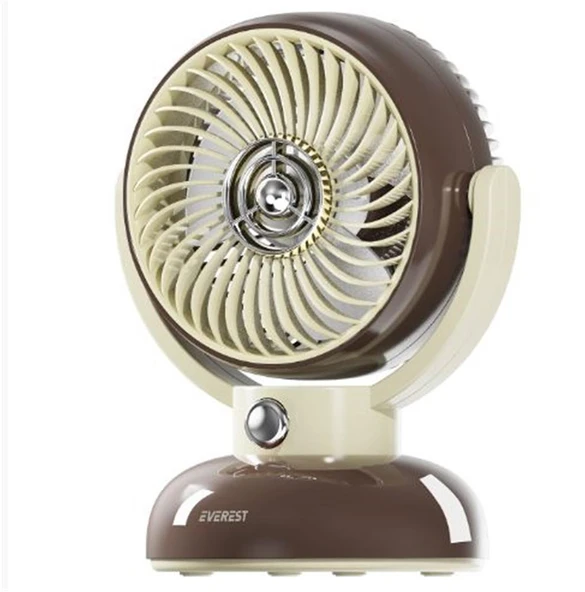 Everest EFN12 Kahve 1200mAh 3 Hız Kademe Led Işıklı Retro Masaüstü Usb Fan - 2