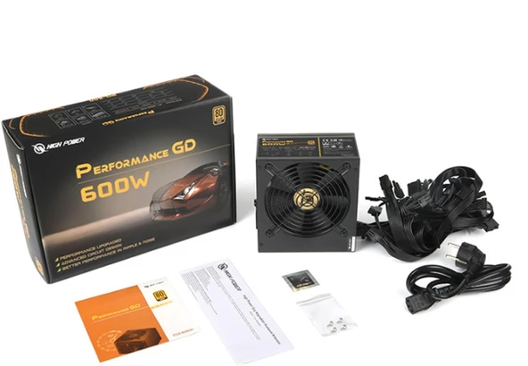 High Power HP1-J600GD-F12S Performance GD 600W 80+ Gold 50A Single Rail Aktif PFC Siyah Power Supply - 2