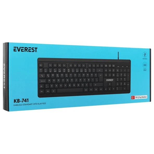 Everest KB-741Q  Siyah-Gri USB 2 Metre Bakır Kablolu Usb Q Klavye - 2