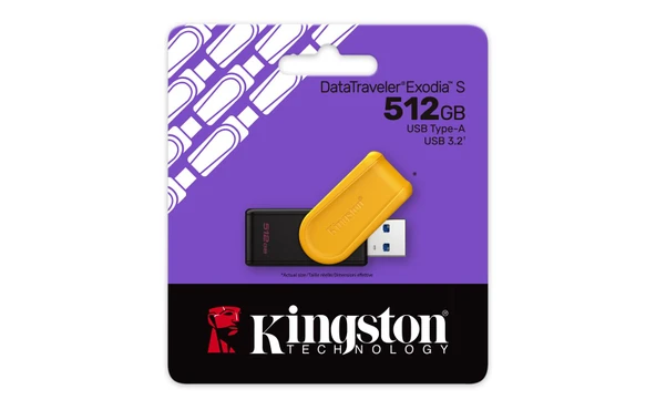 Kingston DTXS-512GB 512GB Portable USB 3.2 Gen1 DataTraveler ExodiaS (Black-Yellow) Flash Bellek - 2