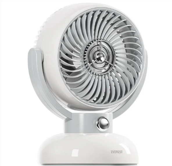 Everest EFN12 Krem 1200mAh 3 Hız Kademe Led Işıklı Retro Masaüstü Usb Fan
