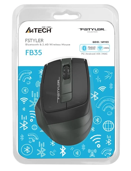 A4 Tech Fb35 Yeşil Bluetooth+2.4G Nano Kablosuz Optik 2000 Dpi Mouse - 2