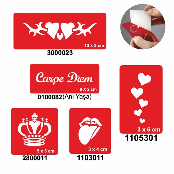 Anı Yaşa 5'li Set Geçici Dövme Kına Şablonu ürün görseli 1