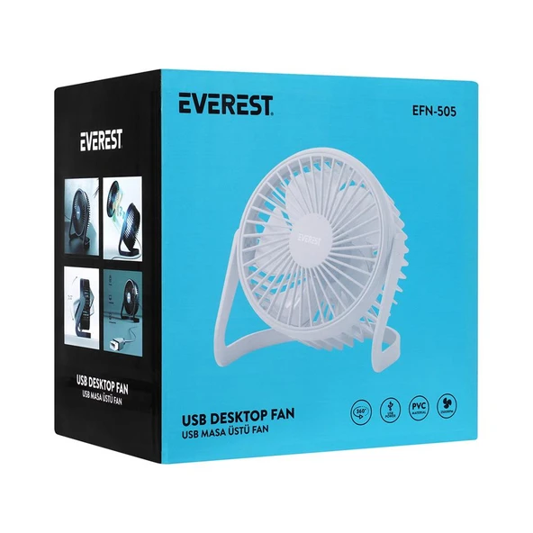 Everest EFN-505 Masaüstü Beyaz Usb Fan (145mmx141mmx105 mm) - 2