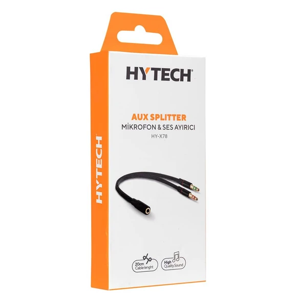 Hytech HY-X78 Siyah 3.5mm to Audio + Mic 0.15m Kulaklık Çevirici - 2