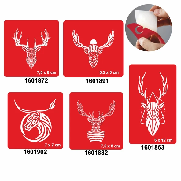 Geyik Desenleri 5'li Set Geçici Dövme Kına Şablonu ürün görseli 1