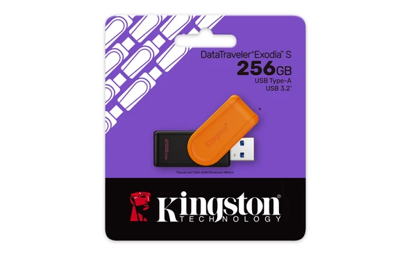 Kingston DTXS-256GB 256GB Portable USB 3.2 Gen1 DataTraveler ExodiaS (Black-Orange) Flash Bellek - 2