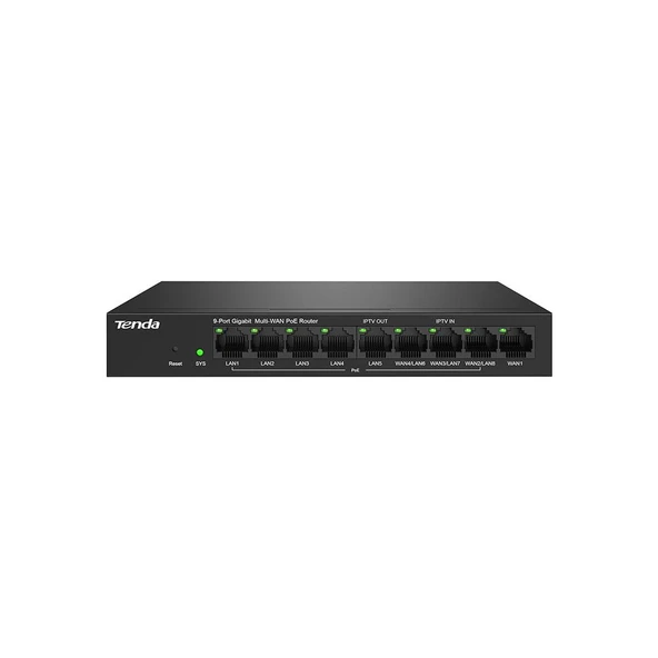 Tenda G0-8G-PoE 9 Port 8 Port Poe+ 10-100-1000 Switch Çelik Kasa POE Router