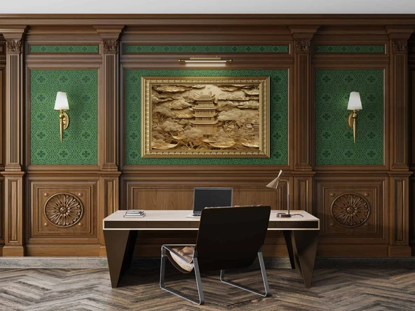 3D Ahşap Kaplama Duvar Görünümlü Duvar Kağıdı Baskı - Resim 4