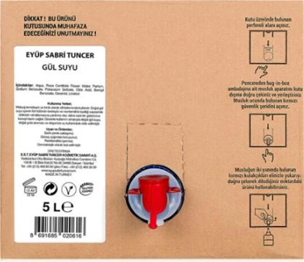 Eyüp Sabri TuncerGül Suyu 5 lt - Bag in Box