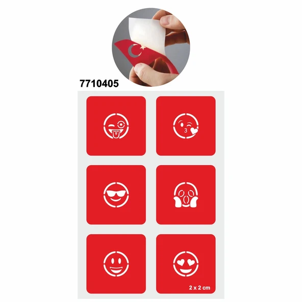 Sevimli Emojiler 5'li Set Geçici Dövme Kına Şablonu ürün görseli 1