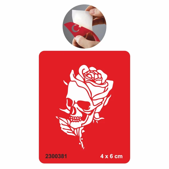 Kara Güllü İskelet Tattoo Geçici Dövme Şablonları Kına Kalıpları ürün görseli 1