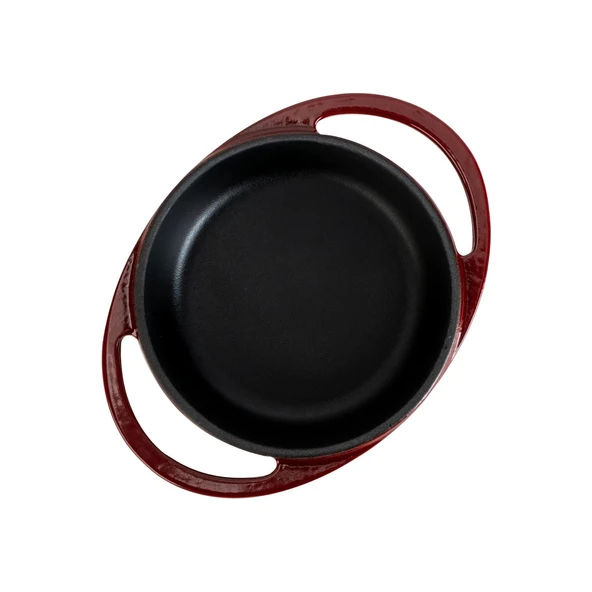 Lava Döküm Yuvarlak Sahan Döküm Demir Yekpare Çift Kulplu Çap(Ø)12cm.-Bordo - Resim 3