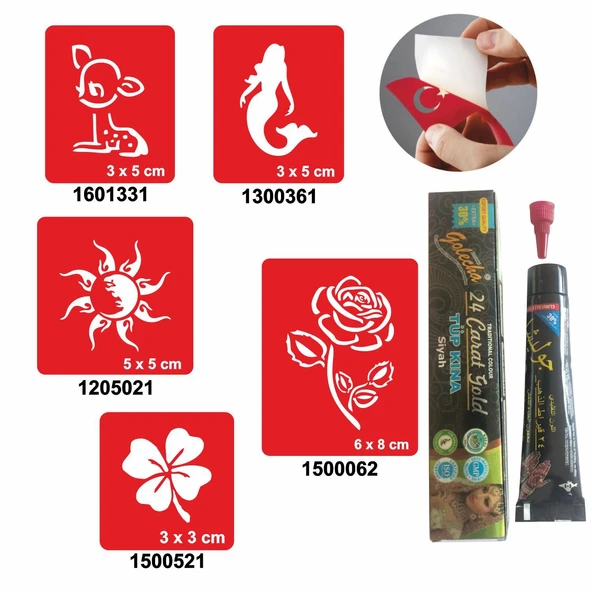 Zarif Kadın Desenleri Hint Kınası ile Geçici Dövme Yapma Seti ürün görseli 1