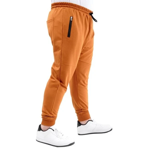 Büyük Beden Eşofman Altı Dar Paça Zippered 22501 Tarçın - 2