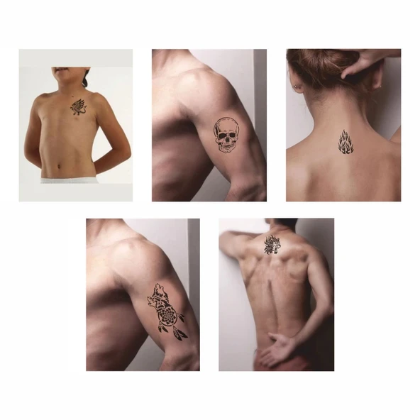 Vahşi Alev Desenleri Hint Kınası ile Geçici Dövme Yapma Seti - Resim 2
