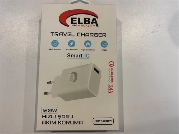 Elba ELB12 Elb- USB120 120W 3.4A Hızlı Şarj Akım Koruma Isıya Dayanıklı EV Şarj Kafa