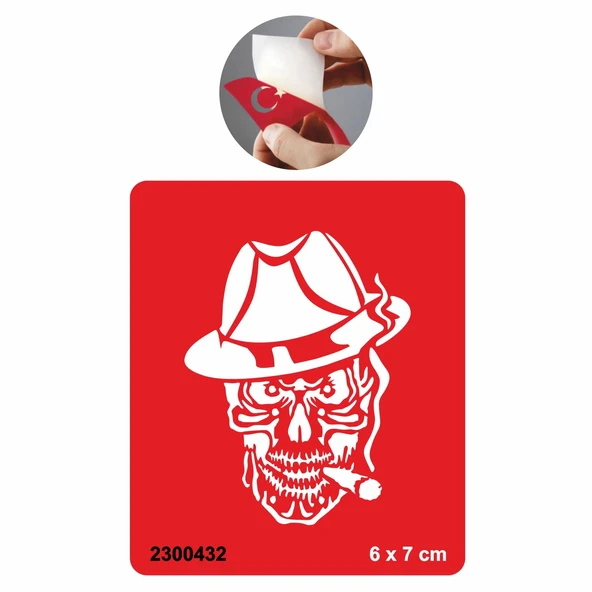 Dumanlı Kafa İskelet Tattoo Geçici Dövme Şablonları Kına Kalıpları ürün görseli 1