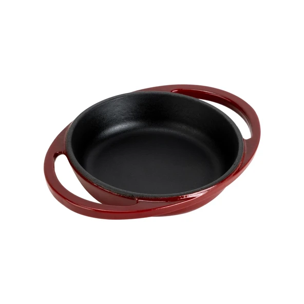 Lava Döküm Yuvarlak Sahan Döküm Demir Yekpare Çift Kulplu Çap(Ø)12cm.-Bordo - Resim 2