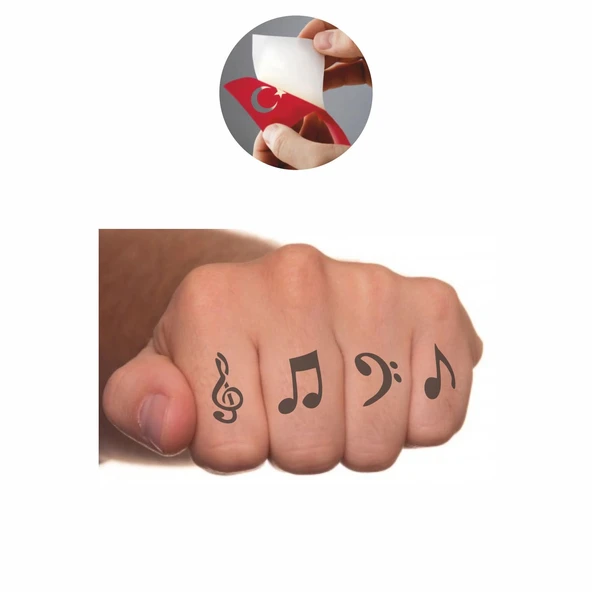 Seslerin Mimarı Notalar Tattoo Geçici Dövme Şablonları Kına Kalıpları - Resim 2