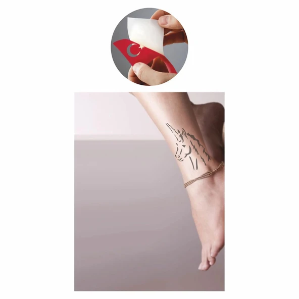 Sihirli Unicorn At Tattoo Geçici Dövme Şablonları Kına Kalıpları - Resim 2