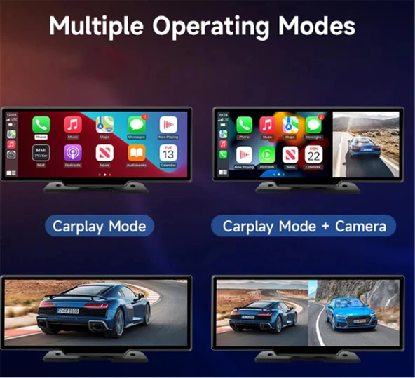 Ottocast 10" Taşınabilir Apple CarPlay & Android Auto, Ön & Arka Kameralı Araç Multimedya - 2