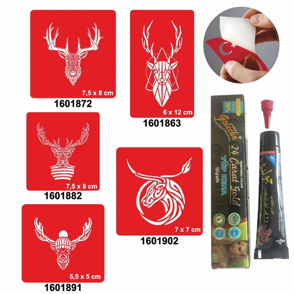 Geyik Desenleri Hint Kınası ile Geçici Dövme Yapma Seti ürün görseli 1