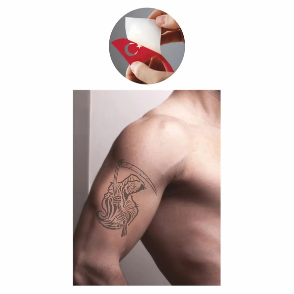 Korkusuz Azrail Tattoo Geçici Dövme Şablonları Kına Kalıpları - Resim 2