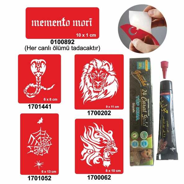 Kobra ve Kaplan Desenleri Hint Kınası ile Geçici Dövme Yapma Seti ürün görseli 1