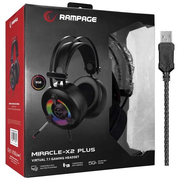 Rampage Miracle-X2 PLUS Siyah RGB Led 7.1 Surround Sound System Gaming Mikrofonlu Oyuncu Kulaklığı - 2