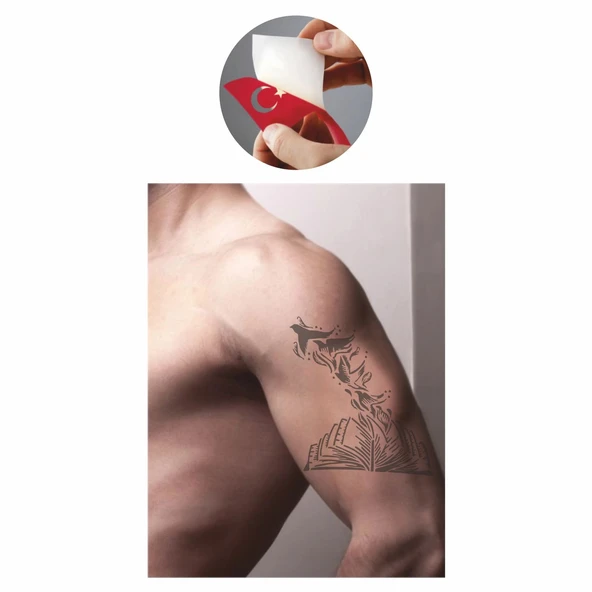 Kitap Ve Kuşlar Tattoo Geçici Dövme Şablonları Kına Kalıpları - 2
