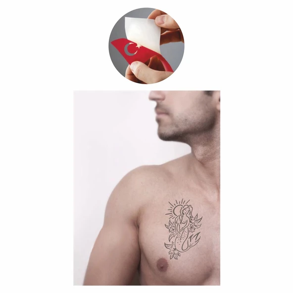 Güneşlenen Deniz Kızı  Tattoo Geçici Dövme Şablonları Kına Kalıpları - Resim 2