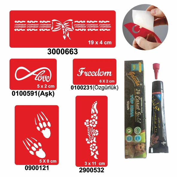 Sonsuz Pençe Desenleri Hint Kınası ile Geçici Dövme Yapma Seti ürün görseli 1