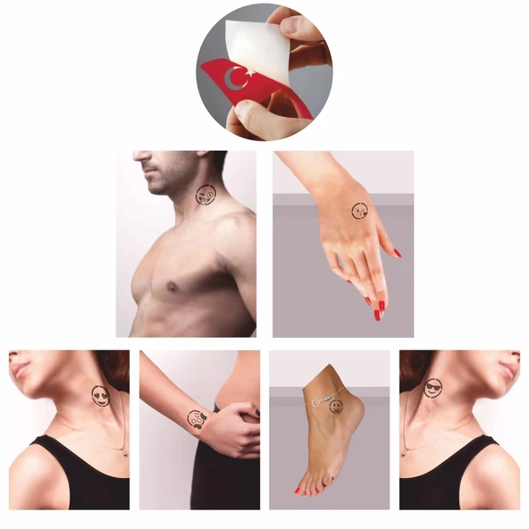 Sevimli Emojiler Hint Kınası ile Geçici Dövme Yapma Seti - Resim 2