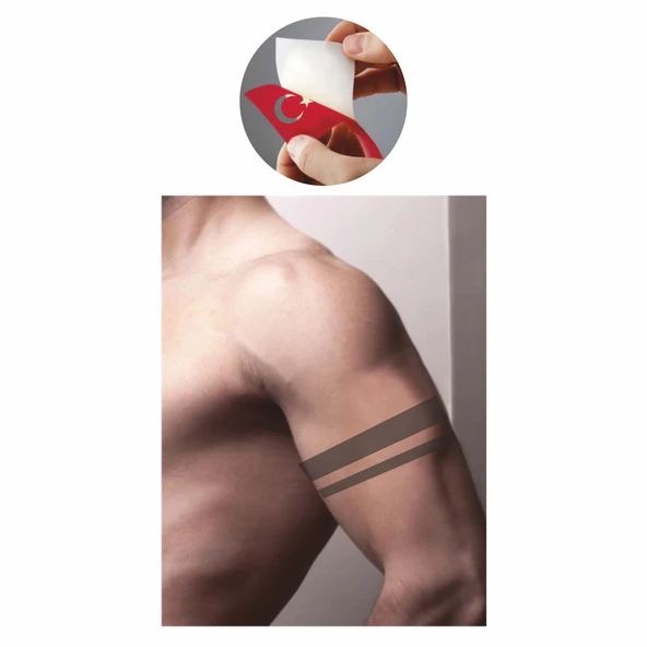 Çift Şerit Tattoo Geçici Dövme Şablonları Kına Kalıpları - Resim 2