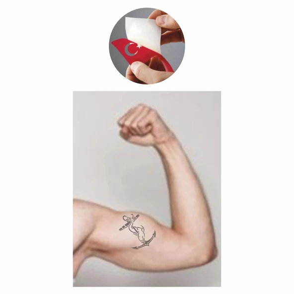 Deniz Aşkı Çapa  Tattoo Geçici Dövme Şablonları Kına Kalıpları - Resim 2