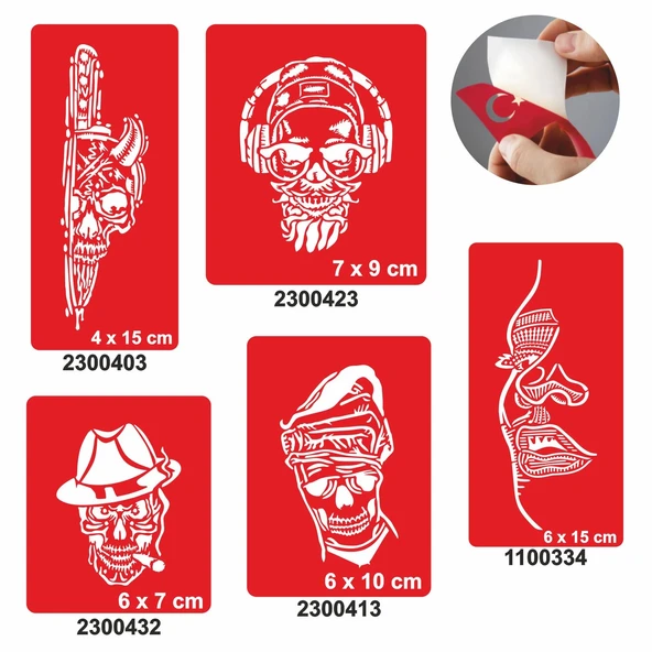 Korkusuz kuru kafa Modeller Dövme Şablonu Kına Deseni ürün görseli 1